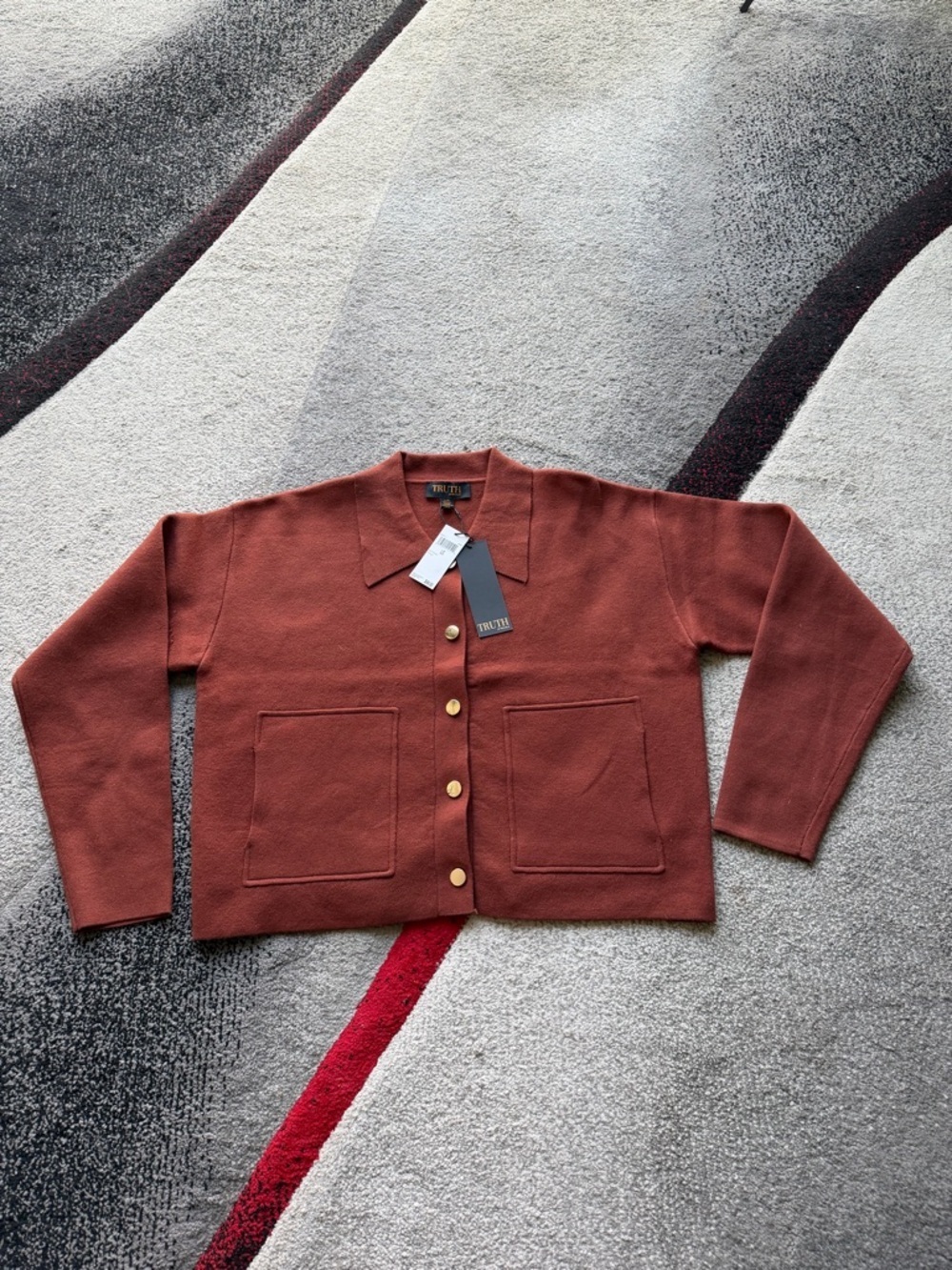 Truth By Republic Rust Knit Boxy Cropped Sweater Jacket